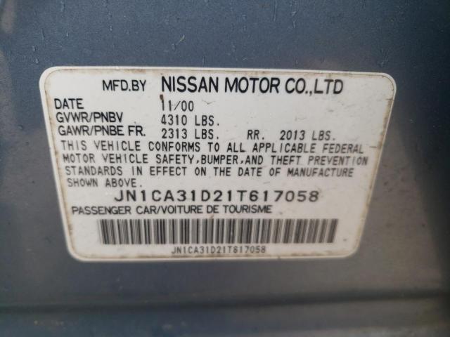 JN1CA31D21T617058 - 2001 NISSAN MAXIMA GXE BLUE photo 12