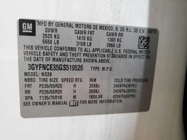 3GYFNCE35GS519526 - 2016 CADILLAC SRX PERFORMANCE COLLECTION WHITE photo 13