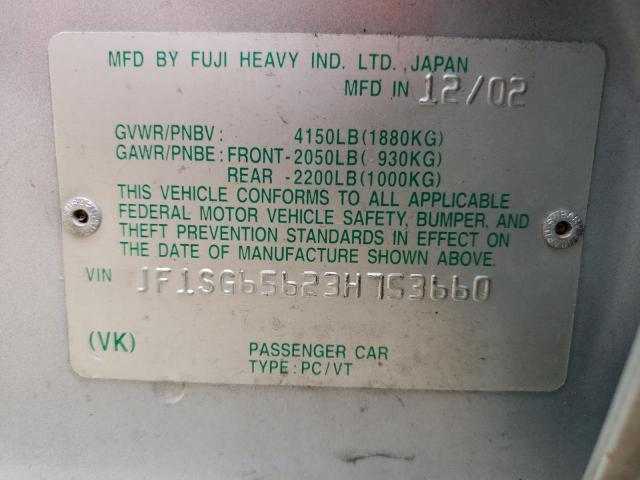 JF1SG65623H753660 - 2003 SUBARU FORESTER 2.5XS Gümüş fotoğraf 13