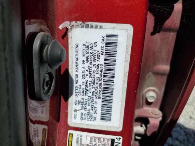 5Y2SL63815Z404643 - 2005 PONTIAC VIBE RED photo 12