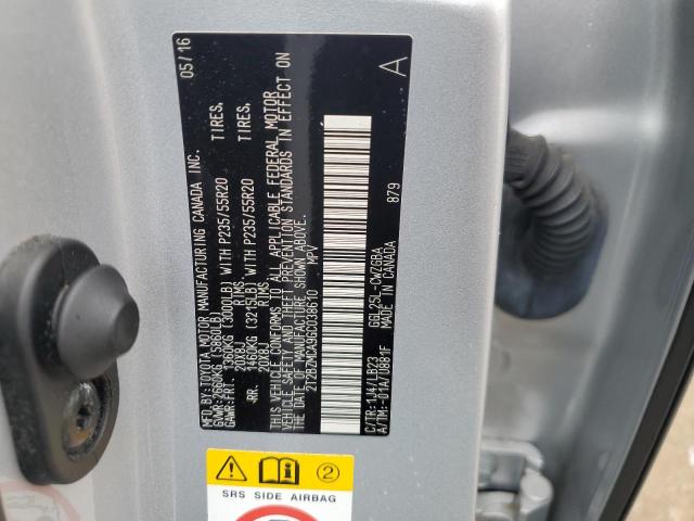 2T2BZMCA9GC038610 - 2016 LEXUS RX 350 BASE ვერცხლისფერი ფოტო 12