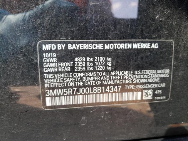 3MW5R7J00L8B14347 - 2020 BMW 330XI BLACK photo 12