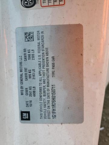 1G1FH1R76H0150711 - 2017 CHEVROLET CAMARO SS WHITE photo 13