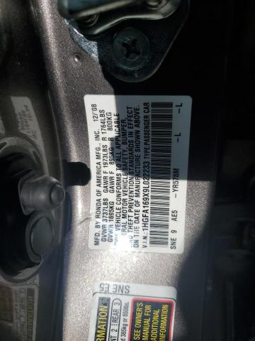 1HGFA169X9L022233 - 2009 HONDA CIVIC EXL GRAY photo 12