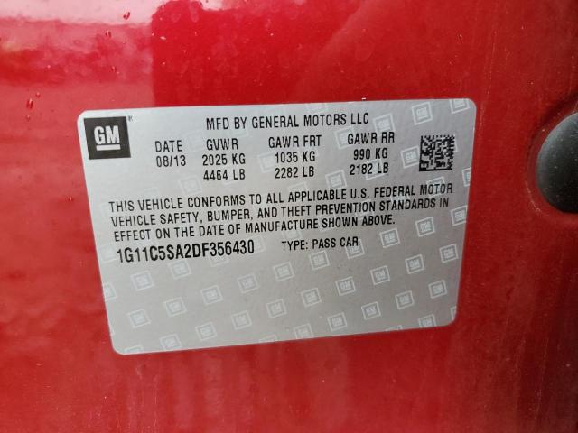 1G11C5SA2DF356430 - 2013 CHEVROLET MALIBU 1LT 红色 照片 12