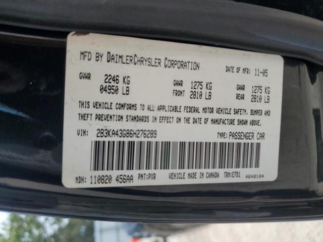 2B3KA43G86H276289 - 2006 DODGE CHARGER SE BLACK photo 12