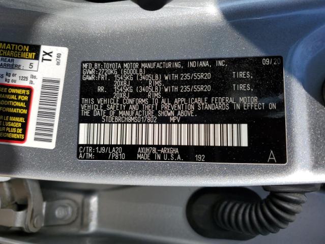 5TDEBRCH8MS017802 - 2021 TOYOTA HIGHLANDER HYBRID PLATINUM SILVER photo 14