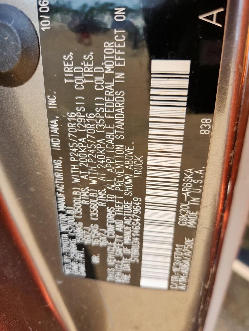 5TBRU34146S479649 - 2006 TOYOTA TUNDRA ACCESS CAB SR5 GRAY photo 12