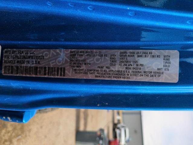 1C4HJXDNXMW715577 - 2021 JEEP WRANGLER U SPORT Azul foto 13