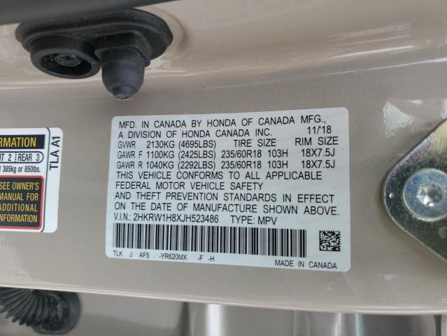 2HKRW1H8XJH523486 - 2018 HONDA CR-V EXL TAN photo 13