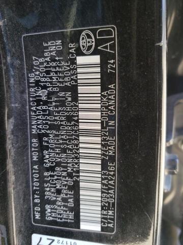 2T1KR32E87C674602 - 2007 TOYOTA COROLLA MA XR BLACK photo 12