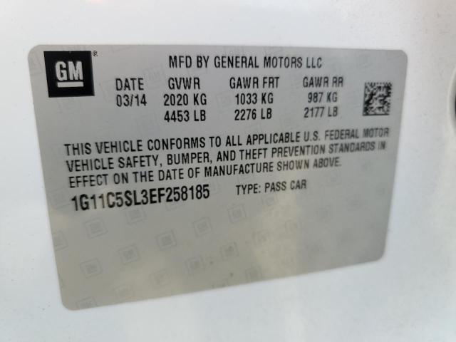 1G11C5SL3EF258185 - 2014 CHEVROLET MALIBU 1LT 白色 照片 12