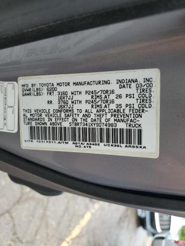 5TBRT341XYS074983 - 2000 TOYOTA TUNDRA ACCESS CAB 灰色 照片 12