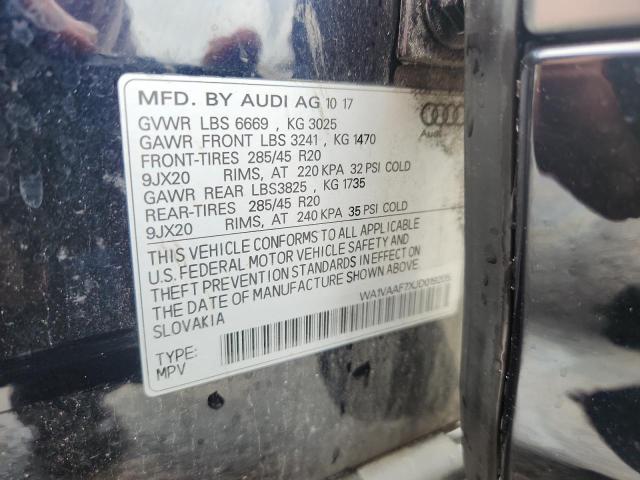 WA1VAAF7XJD019205 - 2018 AUDI Q7 PRESTIGE BLACK photo 12