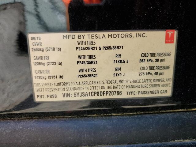 5YJSA1CP8DFP20786 - 2013 TESLA MODEL S 黑色 照片 12