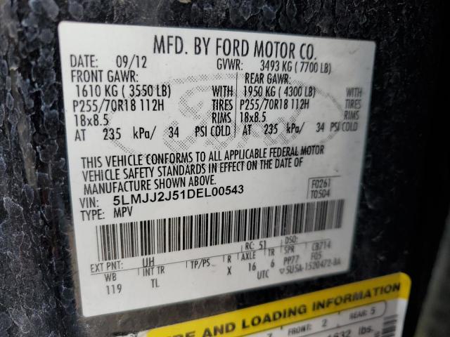 5LMJJ2J51DEL00543 - 2013 LINCOLN NAVIGATOR 黑色 照片 10