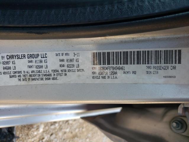 1B3BD4FB7BN546461 - 2011 DODGE AVENGER EXPRESS 银色 照片 12