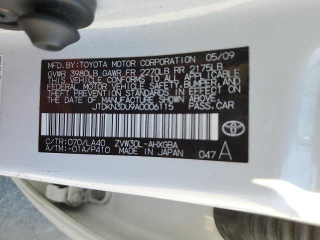 JTDKN3DU9A0006115 - 2010 TOYOTA PRIUS WHITE photo 13