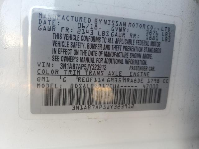 3N1AB7AP5JY323912 - 2018 NISSAN SENTRA S 白色 照片 12