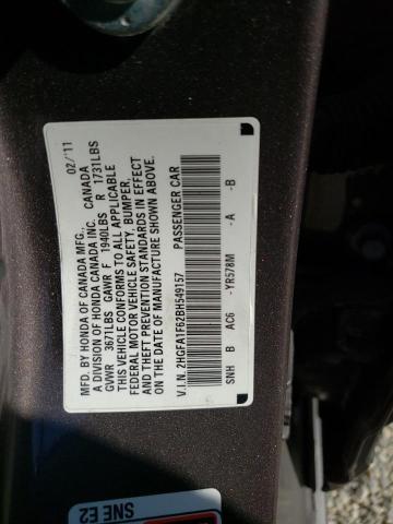 2HGFA1F62BH549157 - 2011 HONDA CIVIC LX-S رمادي صورة 12