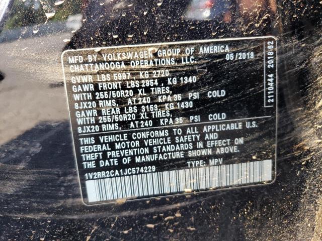 1V2RR2CA1JC574229 - 2018 VOLKSWAGEN ATLAS SEL BLACK photo 13