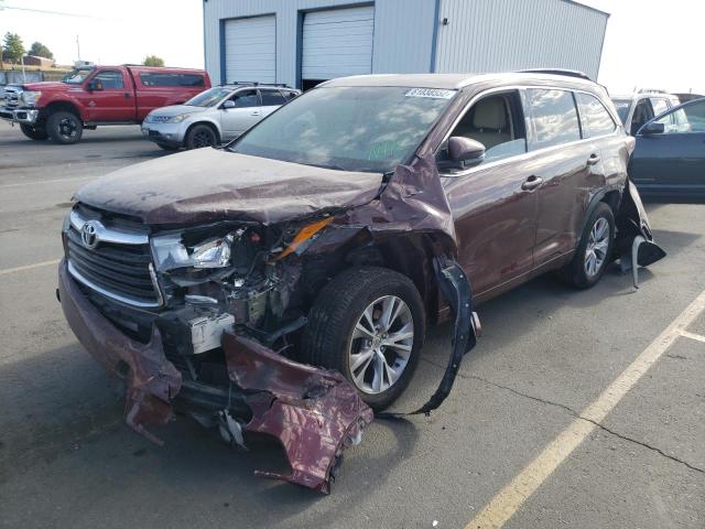 5TDJKRFH7FS137099 - 2015 TOYOTA HIGHLANDER XLE მუქწითელი ფოტო 2
