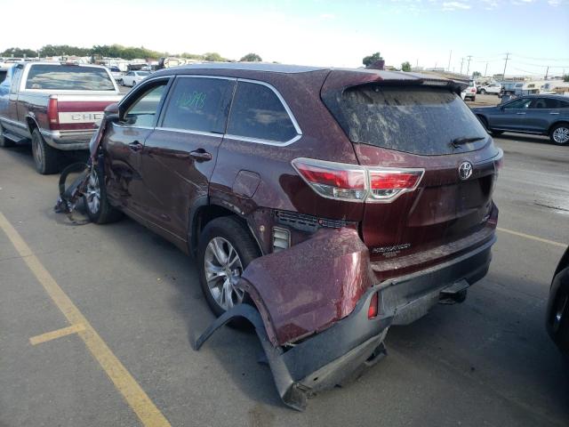 5TDJKRFH7FS137099 - 2015 TOYOTA HIGHLANDER XLE მუქწითელი ფოტო 3