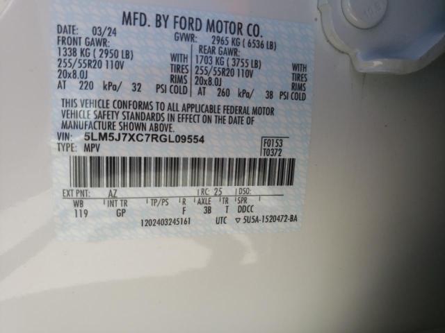 5LM5J7XC7RGL09554 - 2024 LINCOLN AVIATOR RESERVE 白色 照片 13