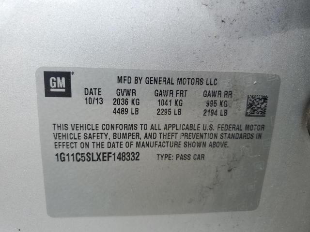 1G11C5SLXEF148332 - 2014 CHEVROLET MALIBU 1LT SILVER photo 12