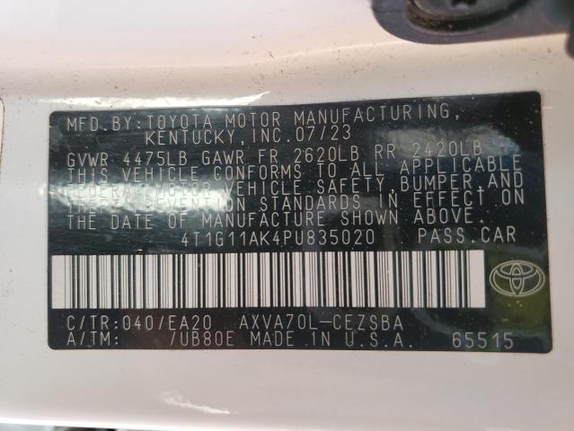 4T1G11AK4PU835020 - 2023 TOYOTA CAMRY SE NIGHT SHADE WHITE photo 13