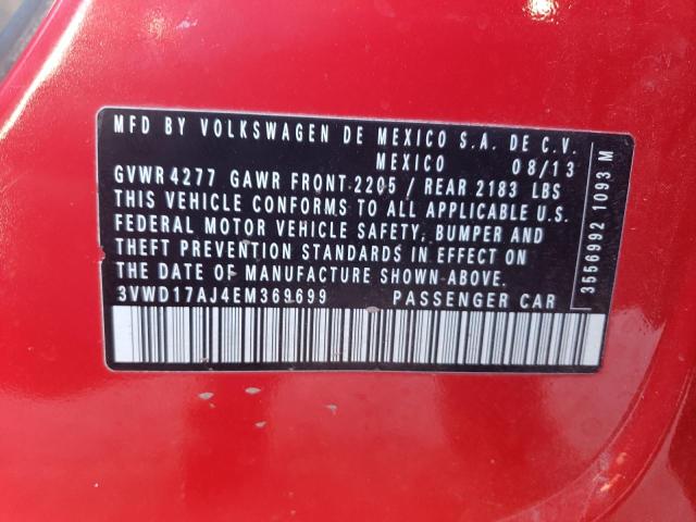 3VWD17AJ4EM369699 - 2014 VOLKSWAGEN JETTA SE RED photo 13