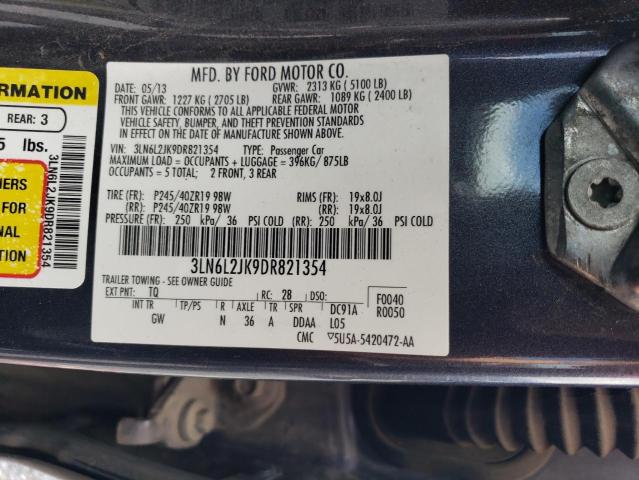 3LN6L2JK9DR821354 - 2013 LINCOLN MKZ BLUE photo 12