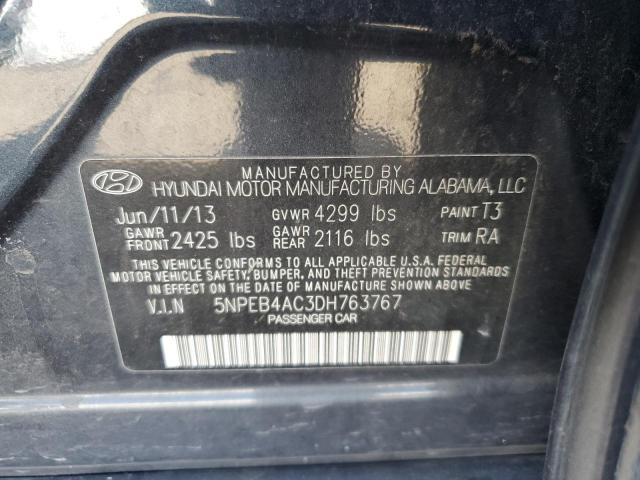 5NPEB4AC3DH763767 - 2013 HYUNDAI SONATA GLS BLUE photo 12