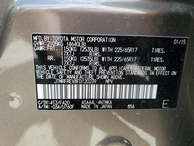 JTMRFREV8FD120239 - 2015 TOYOTA RAV4 XLE SILVER photo 13