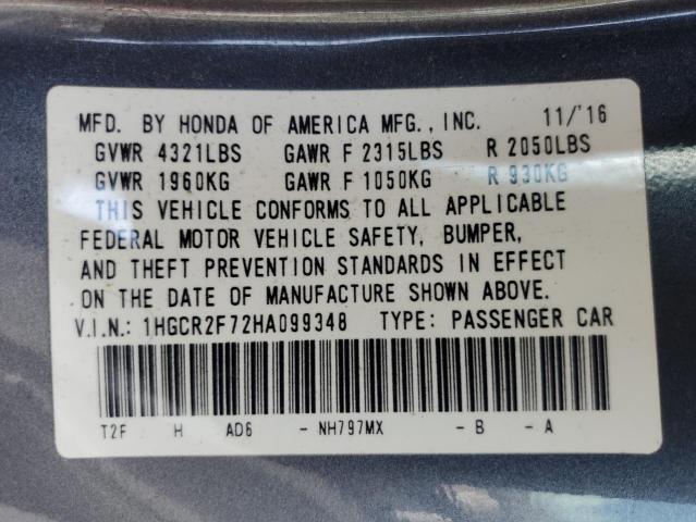 1HGCR2F72HA099348 - 2017 HONDA ACCORD EX 灰色 照片 13