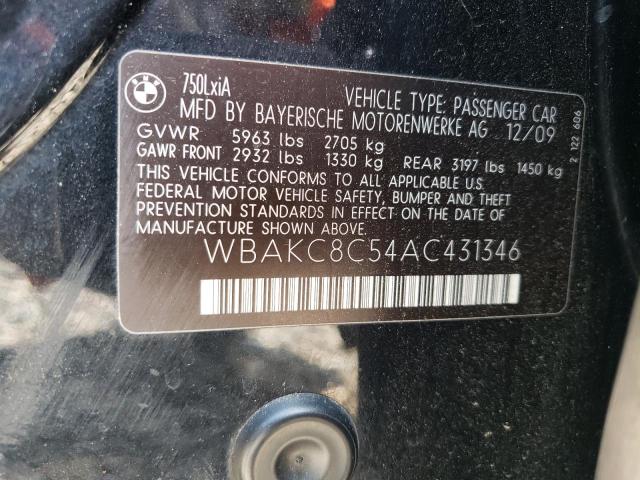 WBAKC8C54AC431346 - 2010 BMW 750 LI XDRIVE BLACK photo 12
