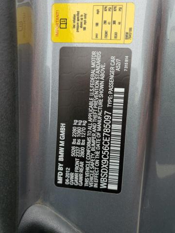 WBSDX9C56CE785097 - 2012 BMW M3 SILVER photo 12