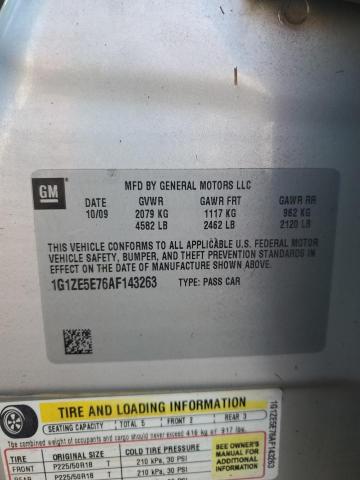 1G1ZE5E76AF143263 - 2010 CHEVROLET MALIBU LTZ ვერცხლისფერი ფოტო 12