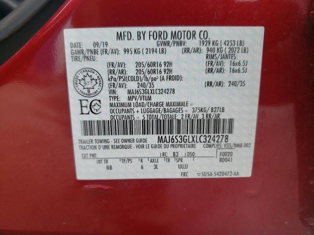 MAJ6S3GLXLC324278 - 2020 FORD ECOSPORT SE RED photo 14