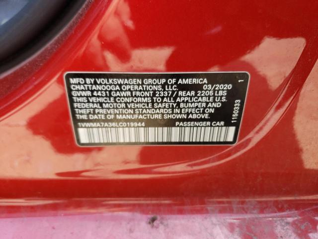 1VWMA7A36LC019944 - 2020 VOLKSWAGEN PASSAT R-LINE Qırmızı foto 12