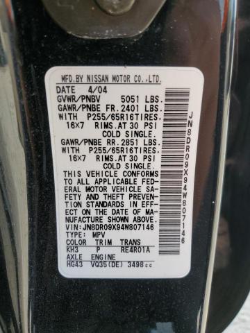 JN8DR09X94W807146 - 2004 NISSAN PATHFINDER LE 黑色 照片 14