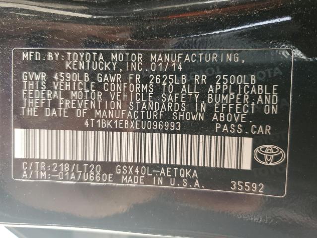 4T1BK1EBXEU096993 - 2014 TOYOTA AVALON BASE BLACK photo 12