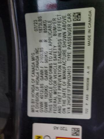 2HGFE1F79PH324013 - 2023 HONDA CIVIC EX GRAY photo 12