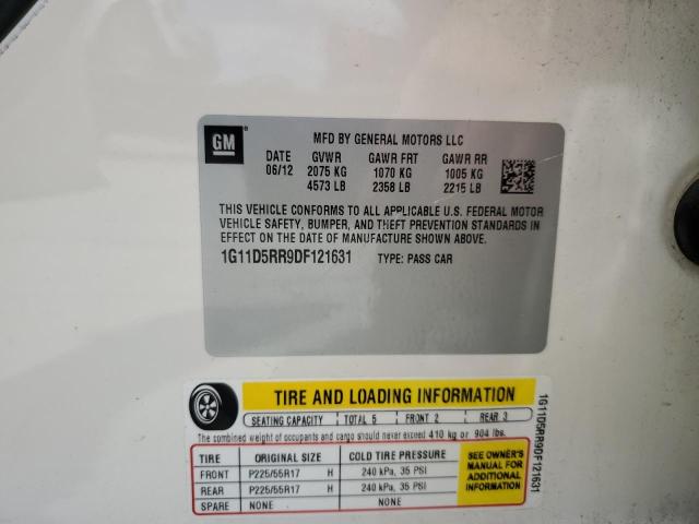 1G11D5RR9DF121631 - 2013 CHEVROLET MALIBU 1LT 白色 照片 12