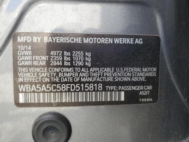 WBA5A5C58FD515818 - 2015 BMW 528 I GRAY photo 12