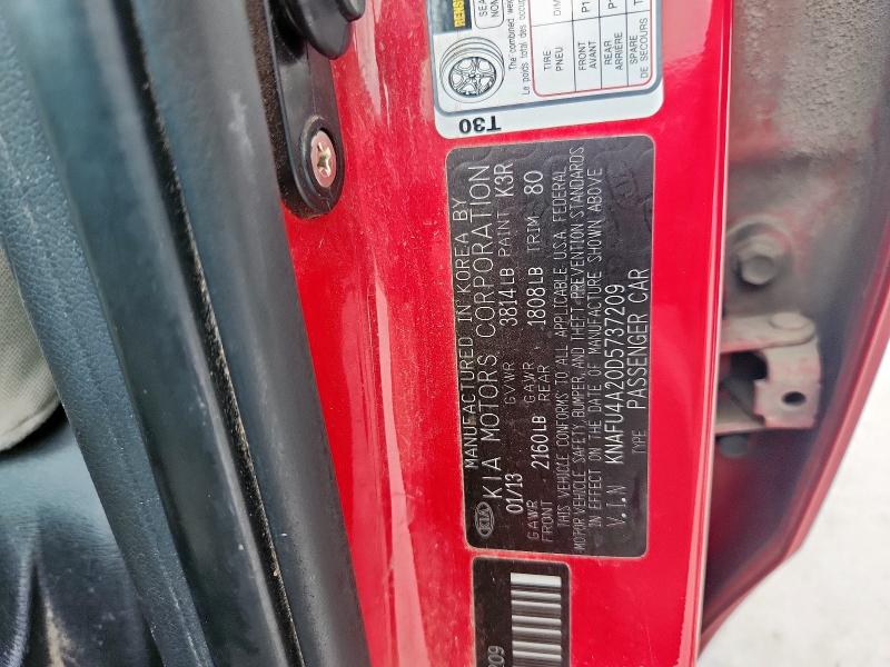 KNAFU4A20D5737209 - 2013 KIA FORTE EX წითელი ფოტო 12