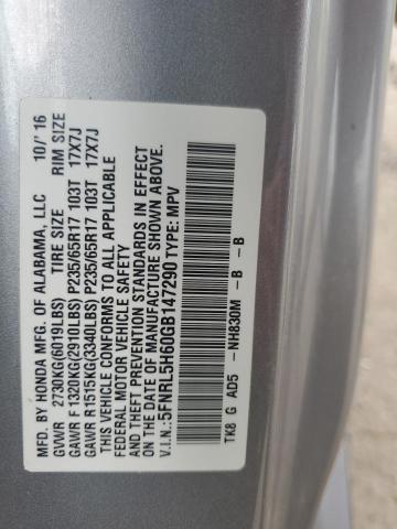 5FNRL5H60GB147290 - 2016 HONDA 10HP MOTOR EXL SILVER photo 14