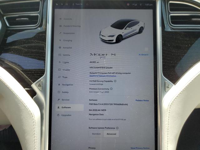 5YJSA1E19HF216388 - 2017 TESLA MODEL S Ağ foto 9