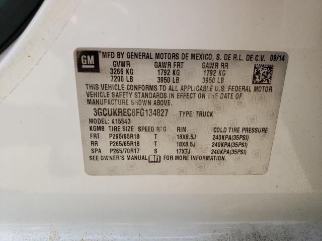 3GCUKREC8FG134827 - 2015 CHEVROLET SILVERADO K1500 LT WHITE photo 12