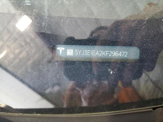 5YJ3E1EA2KF296472 - 2019 TESLA MODEL 3 შავი ფოტო 12